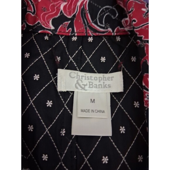 Christopher Banks Womens Vest Reversible Paisley Floral Red Black Quilted Medium - Picture 8 of 9